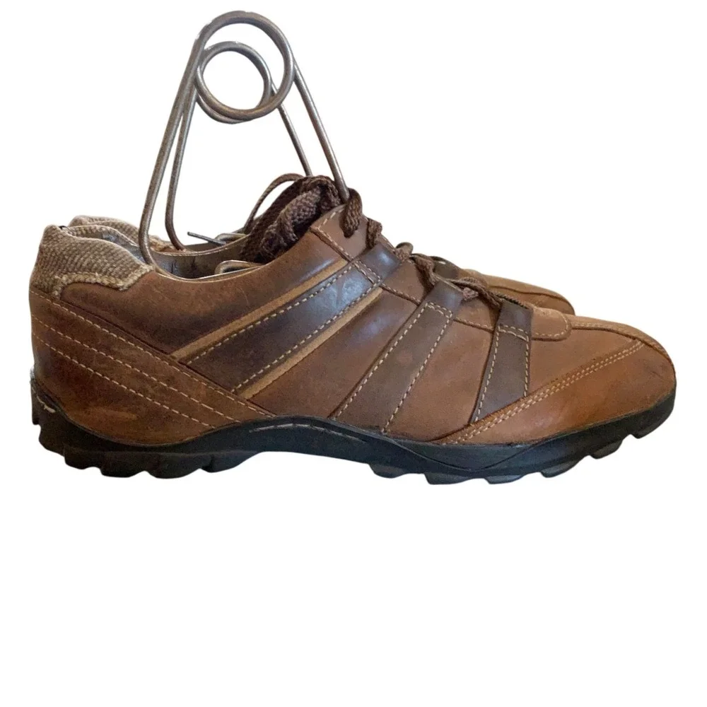 Skechers Mens Leather Lace-Up Casual Shoes Size 9 Brown